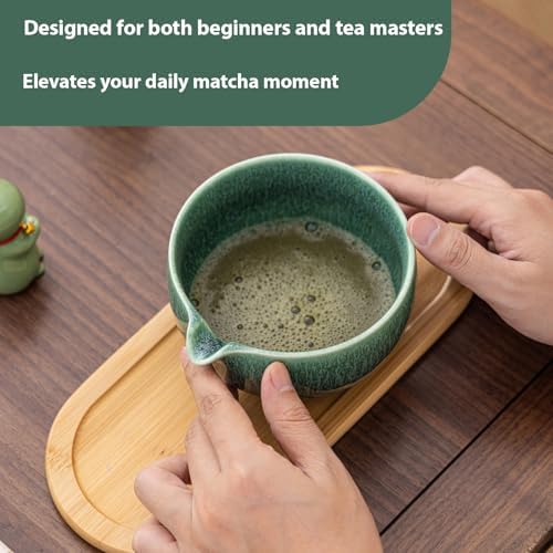 Matcha Whisk Set, 8-Piece Complete Ceramic Kit with Bamboo Whisk, Bowl, Sifter & Scoop – Japanese Tea Ceremony Gift for Beginners (I) - Image 5