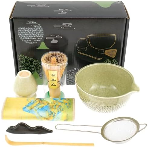 7/4Pcs Matcha Whisk Set Matcha Kit 500ml Ceramic Matcha Bowl Elegant Japanese Matcha Tea Set with Matcha Whisk Holder Bamboo Matcha Whisk Matcha Sifter Tea Scoop Tea Cloth Scoop Holder - Image 3