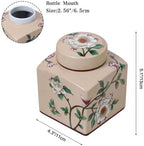 Coffee Bean Storage Canister with Airtight Lid, Decorative Ceramic Tea Jar with Vintage Floral Pattern, Sugar Container & Spice Jar for Kitchen Countertop, Cabinet or Shelf - Beige & 30oz - Image 5