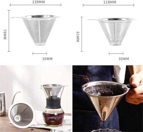 cold brew coffee filter 4/8pcs Stainless Steel Coffee Filter Over Portable Reusable Small And Light Compact Cone Dripper Hot Water(4pcs,Small) - Image 6