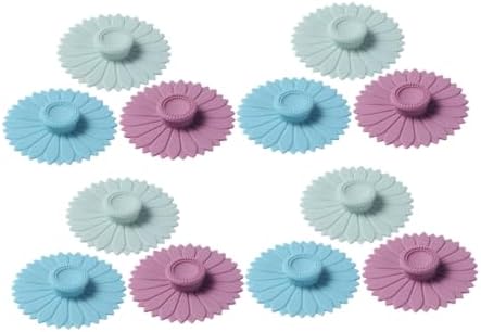 Hemobllo 12pcs Sunflower Silicone Cup Lids Heat Resistant Mugs Lids for Coffee Glass and Ceramic Cups Reusable Silicone Covers by Hemobllo