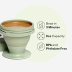 Corkcicle Coffee Palmpress 8 oz Collapsible French Press, Sage Green - Image 3