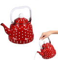 Cabilock Enamel Tea Kettle with Red Polka Dot, Stovetop Teapot 1.1 Qt by cabilock