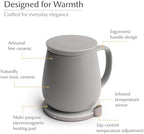 Ui+ Self-Heating Mug Set – Soft Gray | 18 fl oz / 532 mL Ceramic Coffee Mug Warmer, Infrared Temperature Control Heating Mug with OHOM Pad Max for Coffee & Tea - Image 3