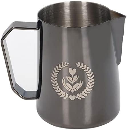 FLEXMAN 600ml Milk Frother Cup, Stainless Steel Eagle Spout Espresso Milk Frothing Pitcher, Frothing Cup for Coffee Latte, Milk Froth, Daily Drinking (Black) by flexman