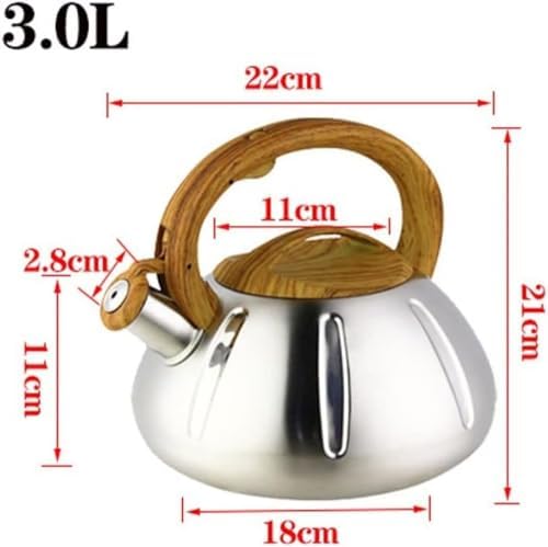 Tea kettle, Stovetop Whistling Tea Kettle Stainless Steel Teapot Induction Compatible 3 Liter Capacity(3L) - Image 2