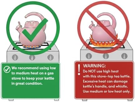 UPware Enamel on Steel Whistling Tea Kettle, Stovetop Teakettle (1.6 Quart, Watermelon) - Image 7