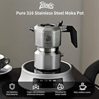Bincoo Stove Moka Pot 2 Cups - 316 Stainless Steel Espresso Maker, Italian Moka Pot Coffee Maker for Stovetop, Three-valve Pressure, Heavy Weight Design - Image 2