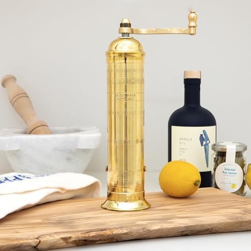 Alexander Home Original Greek Pepper Mill, 10-Inch Brass – European Manual Pepper Grinder Refillable - Image 2