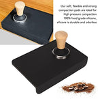 Aramox Wood Coffee Tamper with Silicone Tamper Mat Set Stainless Steel Base Beech Handle Even Pressure Easy Clean for Beginners Home Baristas Prep 8.5 X 6.0 X 0.4in (58mm / 2.28in) - Image 2