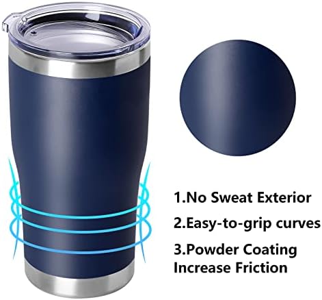 DOMICARE 20oz Tumbler with Lid Stainless Steel Tumblers Bulk, Double Wall Vacuum Insulated Coffee Travel Mug Powder Coated Tumbler, 8 Count (Pack of 1) Navy - Image 2