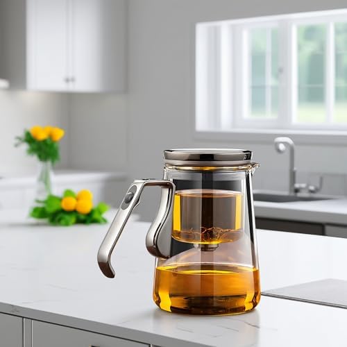 YJX Magnetic Glass Teapot, 25.4oz Small Enchanted Brewing Tea Pot, Witchcraft Magic Borosilicate Tea Set with Strainer for Loose Leaf or Herbal, Exquisite Kettle Gift for Tea Lovers(Silver) - Image 5