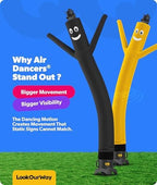 LookOurWay Air Dancers Inflatable Tube Man Attachment - 10 Feet Tall Wacky Waving Inflatable Dancing Tube Guy for Business Promotion - Blower Not Included - Black - Image 4