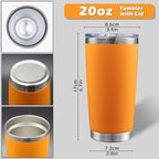 20oz Tumbler with Lid Stainless Steel Tumblers Insulated Mug Orange 12P - Image 5