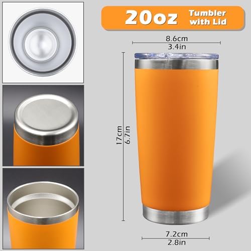 20oz Tumbler with Lid Stainless Steel Tumblers Insulated Mug Orange 12P - Image 5