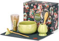 Pack of 2 Matcha Whisk Set, Ceramic Matcha Set with Bowl, Chasen Holder, Scoop Rest, Sifter,Japanese Ceremony Matcha Kit–Matcha Lovers Gift for Women Mom Girl Friend-Matcha Green by GIIOUNI