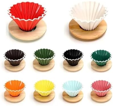 Ceramic Hand Brewing Coffee Dripper Pour Over Maker Handmade Origami Filter Cup Flower Shape Funnel Drip Cafe(Color 4,3-4CUP) - Image 5