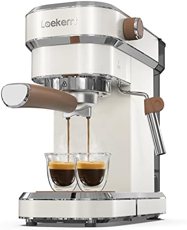 Espresso Machine, Expresso Coffee Machines for Home, 20 Bar Cafetera Espresso with Milk Frother Steam Wand, Compact Small Coffee Maker for Latte and Cappuccino (Pear White, Stainless Steel, Gift) by laekerrt