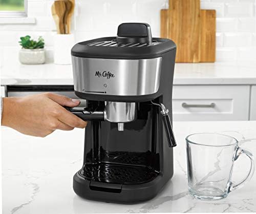 Mr. Coffee Espresso and Cappuccino Machine, Single Serve Coffee Maker with Milk Frothing Pitcher and Steam Wand, 20 ounces, Stainless Steel,Black - Image 4