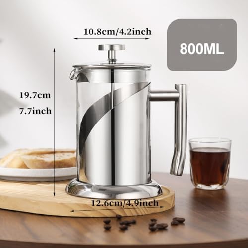 French Press Coffee Maker Coffee Press, With 3 Filters System, Heat Resistant Thickness Borosilicate Glass, Stainless Steel, Cold Brew Coffee Tea Pot, Easy To Clean(/Pink,800ml) - Image 6