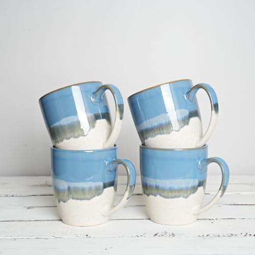 Bosmarlin Ceramic Coffee Mug Set of 4, 17 Oz, Coffee Cups with Big Handle, Microwave Safe, Unique Reactive Glaze - Image 6