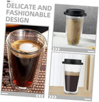 Double Wall Glass Coffee Mug 350ml with Silicone Lid - Image 6