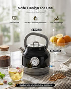 Amaste Retro Electric Kettle with Thermometer, 57 Oz Capacity, Black - Image 6