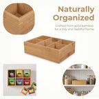 Bamboo Tea Bag Organizer with 6 Compartments for Cabinet Storage - Image 3