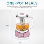 AROMA® Professional 1.5L / 6-Cup Glass Digital Electric Tea Maker, Automatic Keep Warm Mode, 16 Different Heat Setting Options, Spill-Free Pouring Spout (AWK-701) - Image 4
