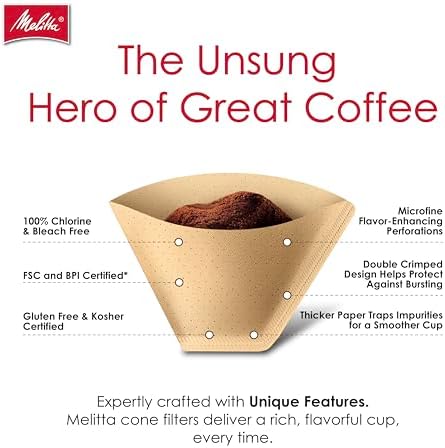Melitta #2 Cone Coffee Filters, Bamboo, 80 Count (Pack Of 6), 480 Total Filters - Fits all 2-6 Cup Cone Coffee Makers and 1-cup Pour-Over Brewers, Compostable, Tear-Resistant, Made in USA - Image 3