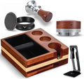 58mm Espresso Tamping Kit – Includes Calibrated Tamper, Distributor, Magnetic Dosing Funnel with Puck Screen, WDT Tool, Knock Box with Tamp Station by KNODOS