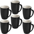homEdge Porcelain Mug Set, 16 Ounces Cup for Tea, Latte, Mocha, Hot Chocolate, Set of 6, Black by homEdge