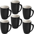 homEdge Porcelain Mug Set, 16 Ounces Cup for Tea, Latte, Mocha, Hot Chocolate, Set of 6, Black by homEdge
