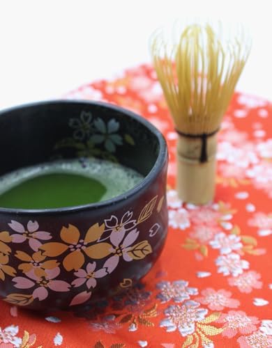 Japanese Traditional Mino Ware Handcrafted Mini Matcha Chawan Tea Bowl Cup Set With Chasen Bamboo Tea Whisk Ceremony Tableware Pottery (Tenmoku Ume) - Image 5