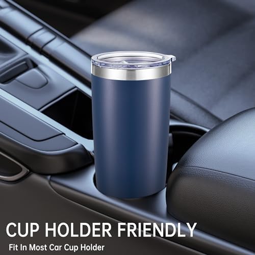 20 oz Tumblers Bulk Stainless Steel Tumbler with Lid Double Wall Vacuum Insulated Coffee Mug 20oz Powder Coated Cup for Hot and Cold Drinks, Navy, 6 pack - Image 6