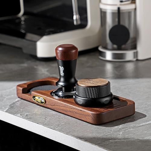 Bincoo 58mm Espresso Tamping Station - Sapele Coffee Bar Organizer with Non-Slip Mat, Multi-Slot Design for Counter, Holds Tamper,Distributor, Basket Holder - Image 3