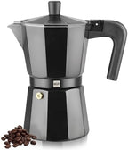 Magefesa Kenia Noir Stovetop Espresso Moka Pot, 9-Cup/15 oz, Italian Coffee Maker for Cuban Coffee, Extra-Thick Aluminum, Heat-Resistant Handle, Safe & Easy-to-Use, Greca Coffee Maker by Magefesa