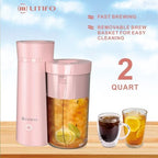 LITIFO Iced Tea Maker and Iced Coffee Maker Brewing System with 2-quart Pitcher, Perfect For Fruit Infused Tea, Lemonade, Flavored Water (Pink) - Image 2