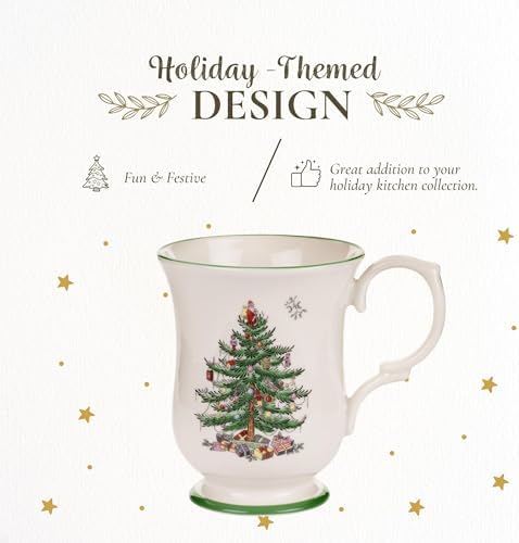 Spode Christmas Tree Romantic Footed Mugs, 12 Oz - Set of 4 - Image 3