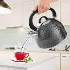 Copper Tea Kettle Stainless Steel Teapot Whistling Kettle Unique Button Control Kettle Outlet Loud Whistle Food Grade Teapot 3.2 Quart / 3 Liter (Black) - Image 7