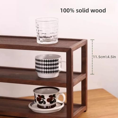 3-Tier Solid Wood Coffee Mug Display Rack, Kitchen Cabinet Storage, Multi-Functional Seasoning, Cup Holder for Kitchen, Office or Living Room - Image 3