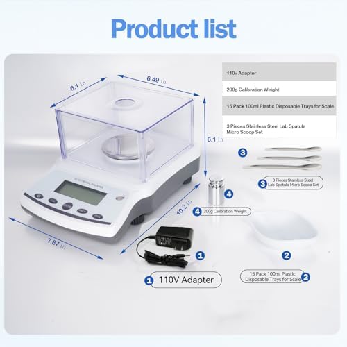 Lab Analytical Balance Scale 500g x 0.001g High Precision Laboratory Analytical Scale with Windshield, RS232 Interface – Lab Jewelry Scientific Use - Image 7