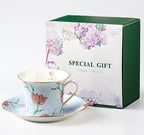 8.4oz Bone China Tea Cup and Saucer Set, Ice Blue by Unknown