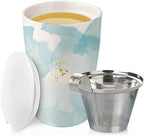 Tea Forte Double-Walled Ceramic Kati Cup, Removable Stainless Steel Infuser Basket and Lid, Steeps 12 oz Loose Leaf Tea, Dishwasher & Microwave Safe, Wellbeing Tea - Image 5