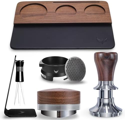 54mm Espresso Tool Kit Includes Tamping Mat, Coffee Tamper, Distributor, WDT Tool & Dosing Funnel Set by KNODOS