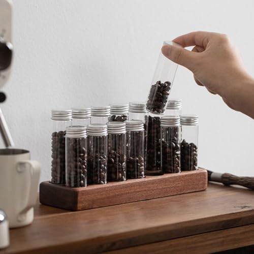 Coffee Bean Storage Rack with Four Glass Containers and Wooden Stand - Image 6
