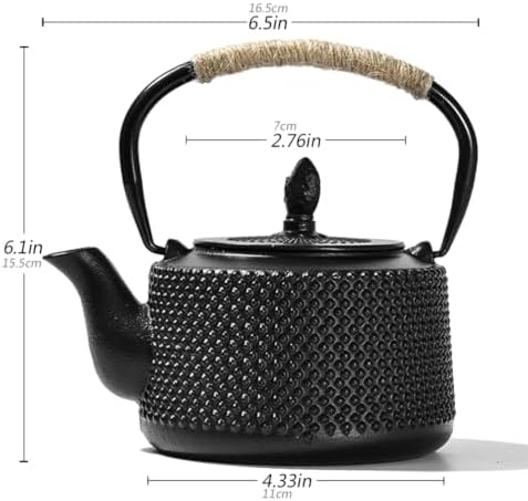 Without Coating Cast Iron Teapot Tetsubin with Stainless Steel Filter Tea Kettle Iron Tea Gift for Adult Father Mother Family,0.85L - Image 3