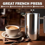 Extra Large French Press, French Press Coffee Maker 61 oz (1.8L), Insulated Stainless Steel French Press XXL Large Capacity Double Walled with Spoon for Espresso Coffee or Tea - Image 5