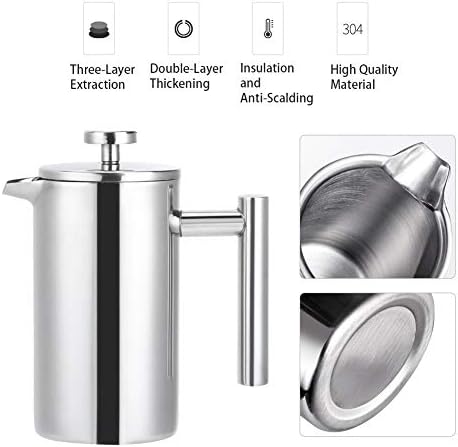 350ml Coffee Press Maker, Stainless Steel French Press Pot with Double Layer Insulation for Home Use - Image 6