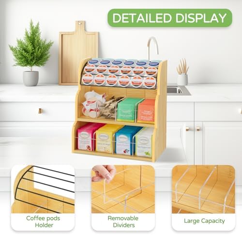 LASZOLA Bamboo Tea Bag and Coffee Holder Organizer for Cabinet Counter - Image 3